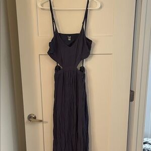 aerie Navy Sleeveless Maxi Dress with Side Cutouts